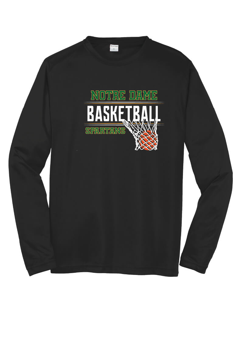 Youth Notre Dame Basketball Sport Tek Competitor Long Sleeve Shirt black-front