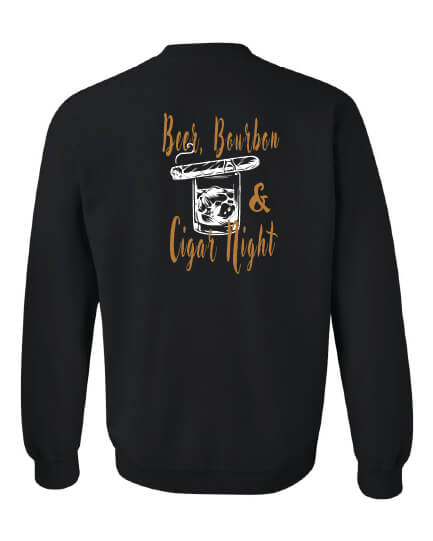 Beer, Bourbon & Cigar Night crewneck back