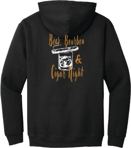 Beer, Bourbon & Cigar Night hoodie back