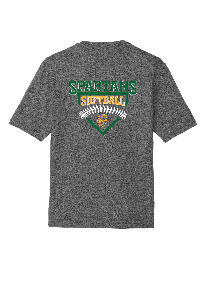 Spartans Softball Sport Tek Competitor Short Sleeve Tee gray, front
