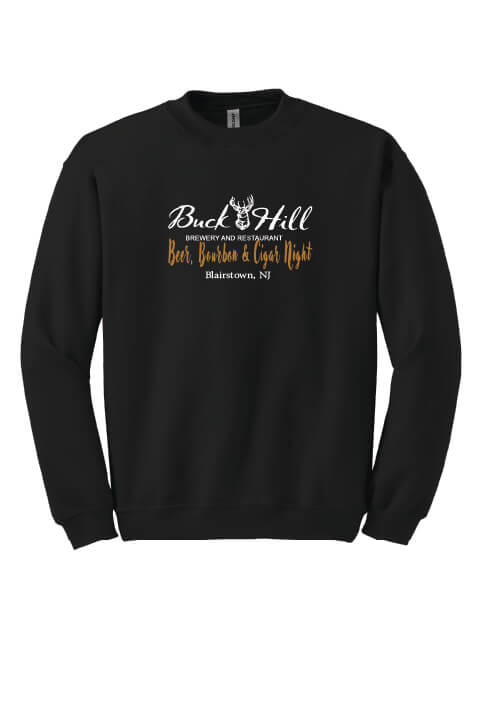 Beer, Bourbon & Cigar Night crewneck front