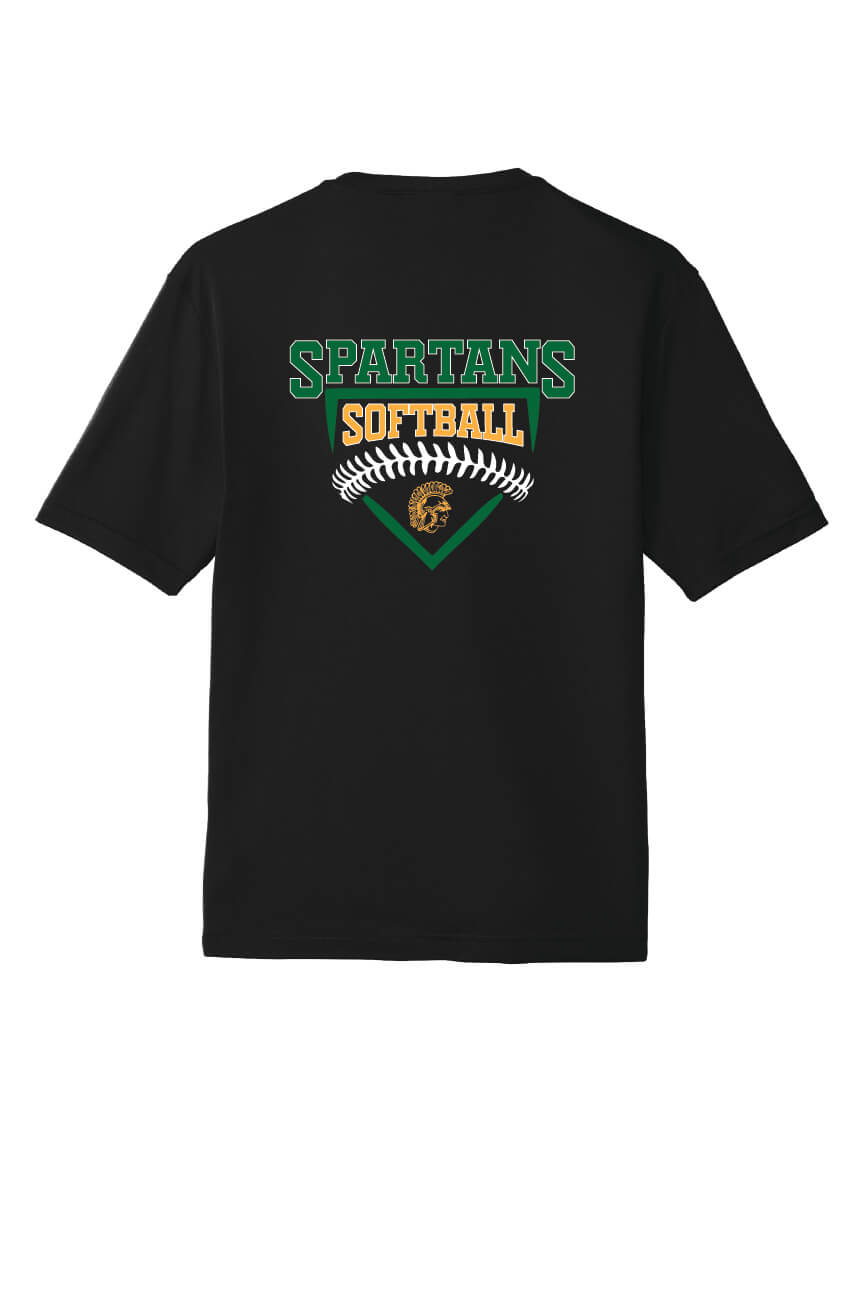 Spartans Softball Sport Tek Competitor Short Sleeve Tee (Youth) black, back