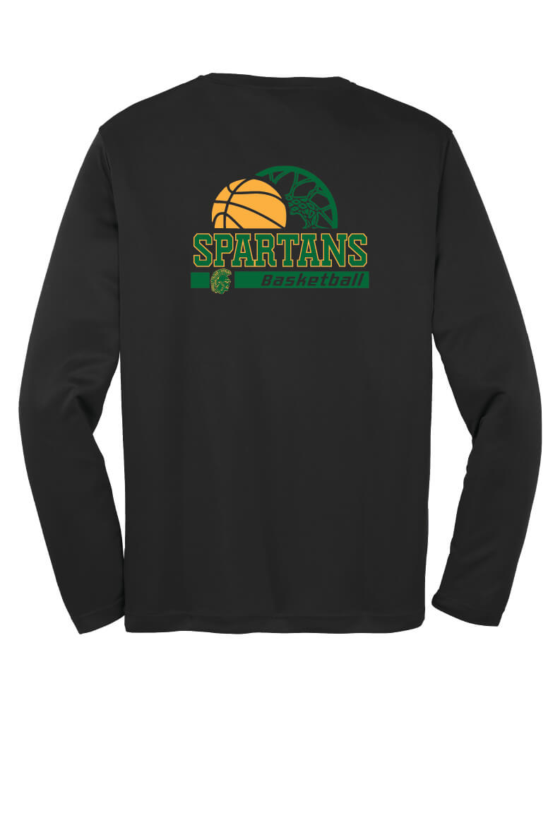 Spartans Basketball Sport Tek Competitor Long Sleeve Shirt black-back