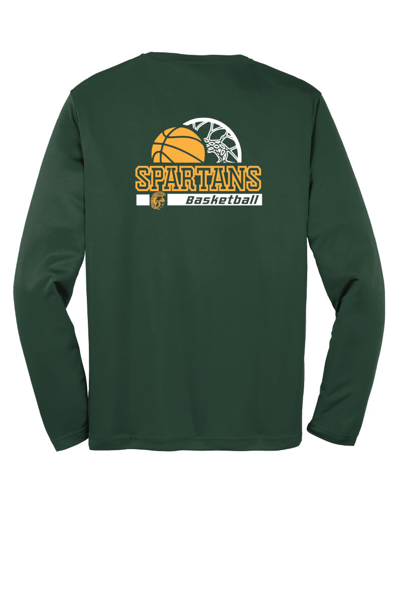 Spartans Basketball Sport Tek Competitor Long Sleeve Shirt green-back