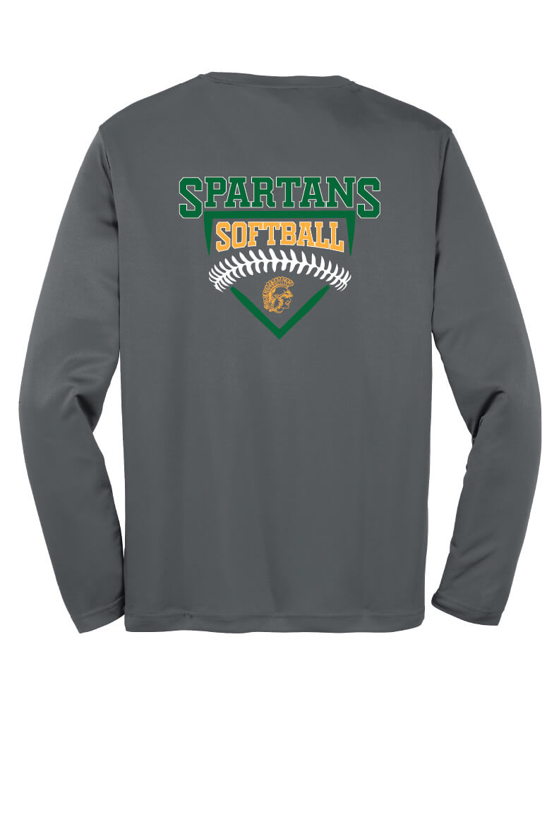 Spartans Softball Sport Tek Competitor Long Sleeve Shirt (Youth) gray, back