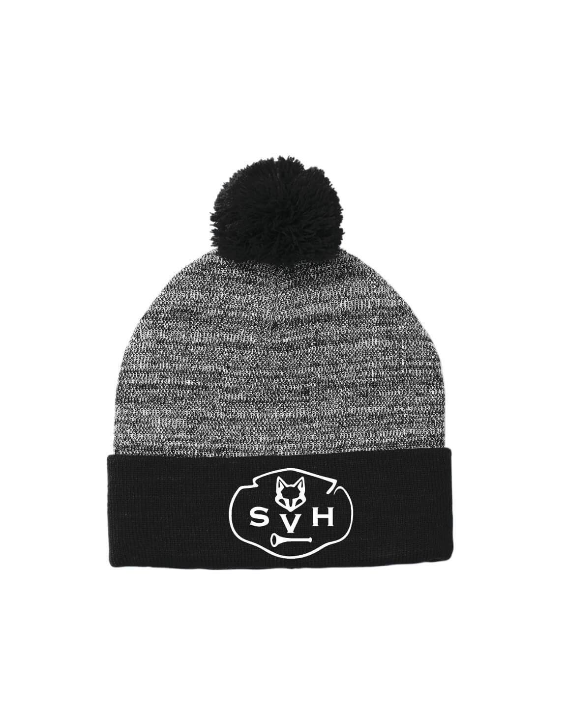 Pom Pom Beanie Black/Heather Gray