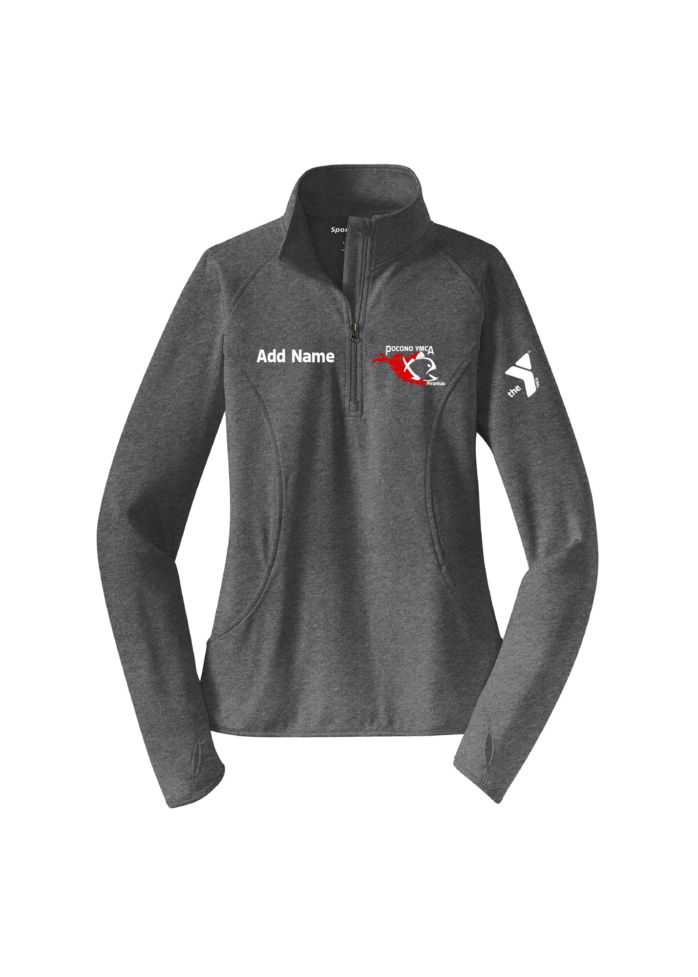 Ladies Pocono YMCA Piranhas Sport Tek 1/4 Zip Pullover