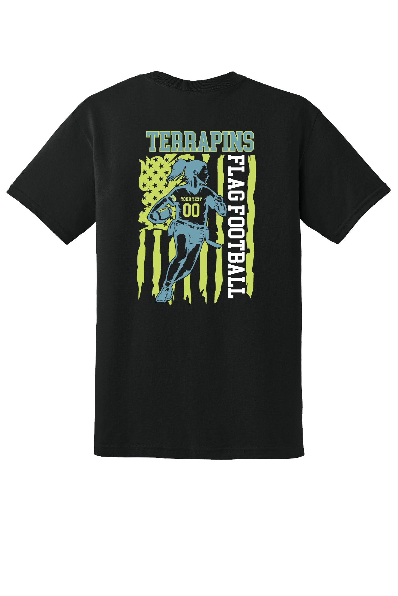Girls Football Flag Back T-shirt (Youth)