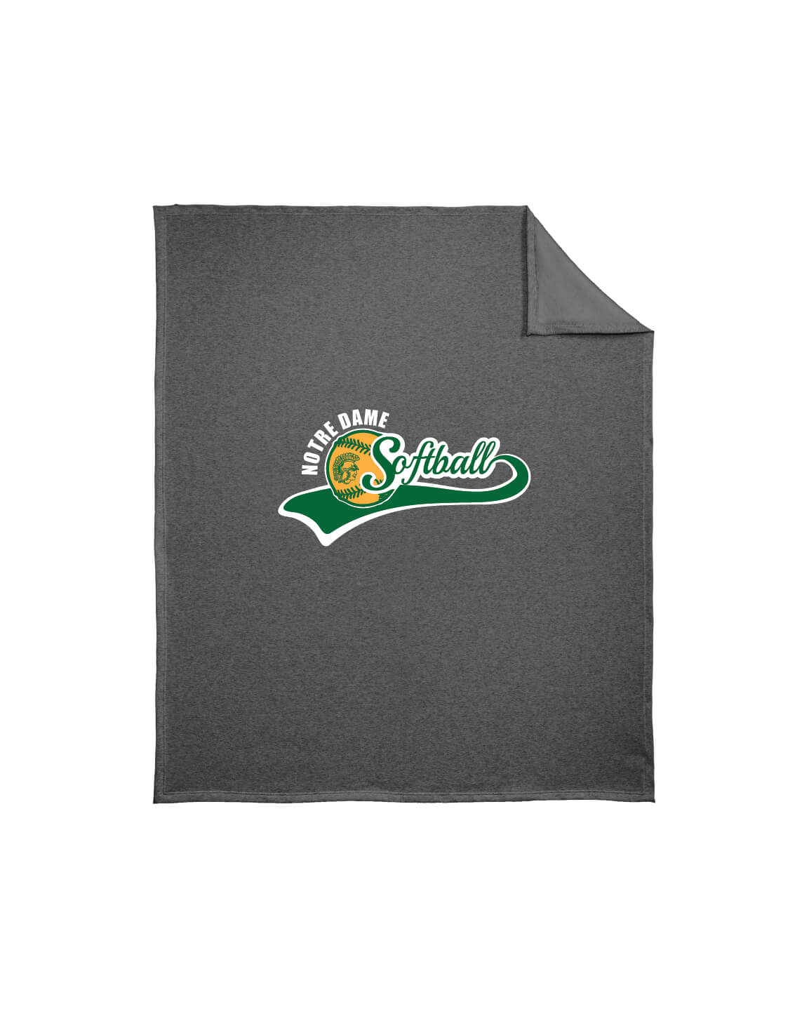 Notre Dame Softball Sweatshirt Blanket gray