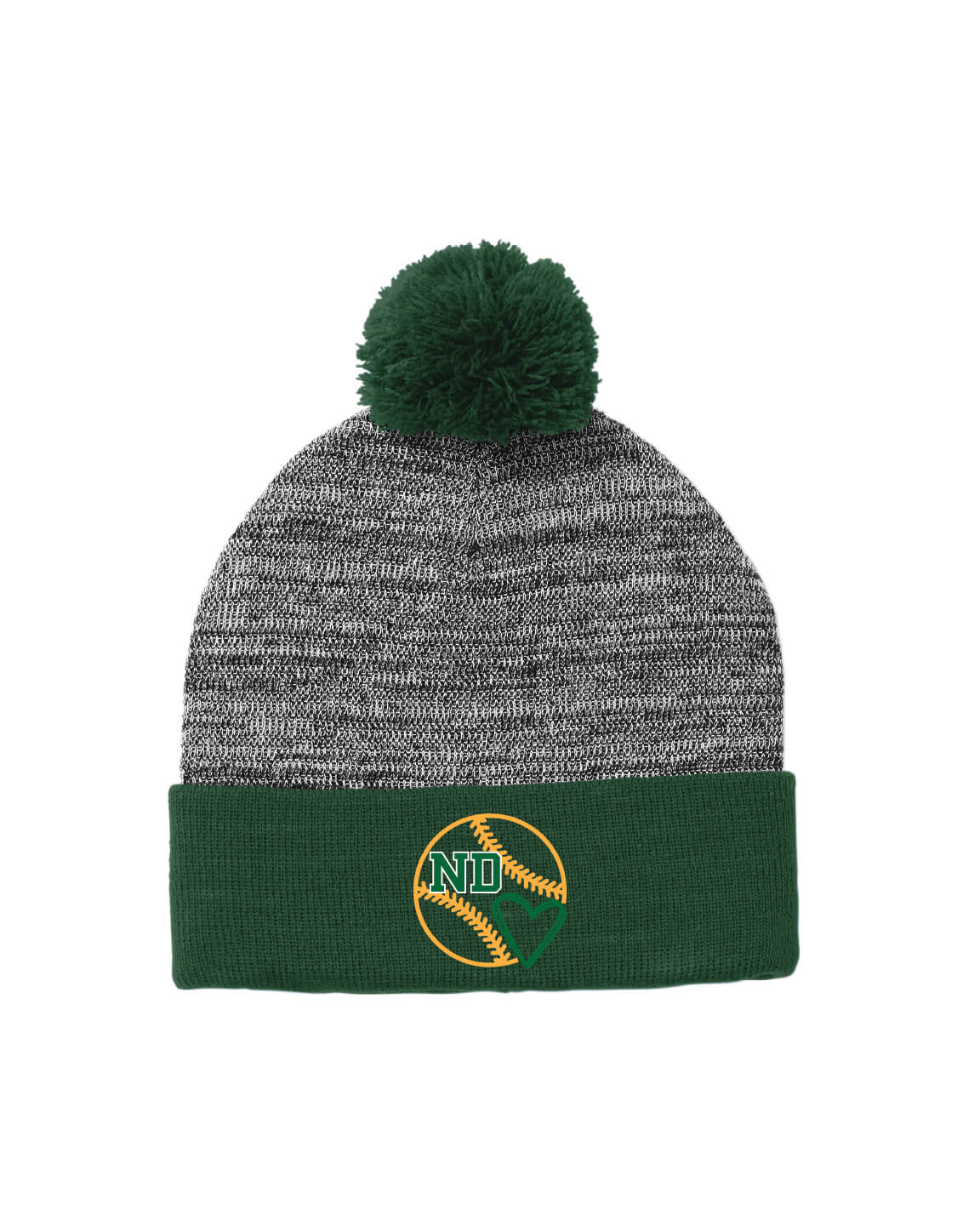Pom Pom Beanie green/gray front