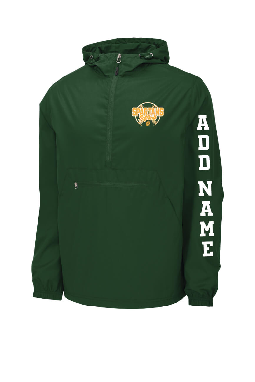 Notre Dame Softball Sport Tek Packable Windbreaker green, front