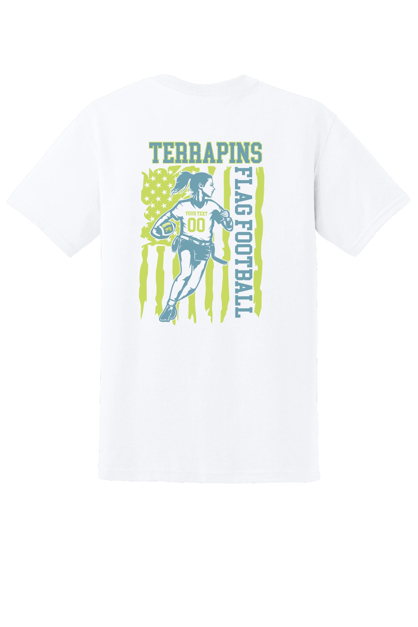 Girls Football Flag Back T-shirt (Youth)