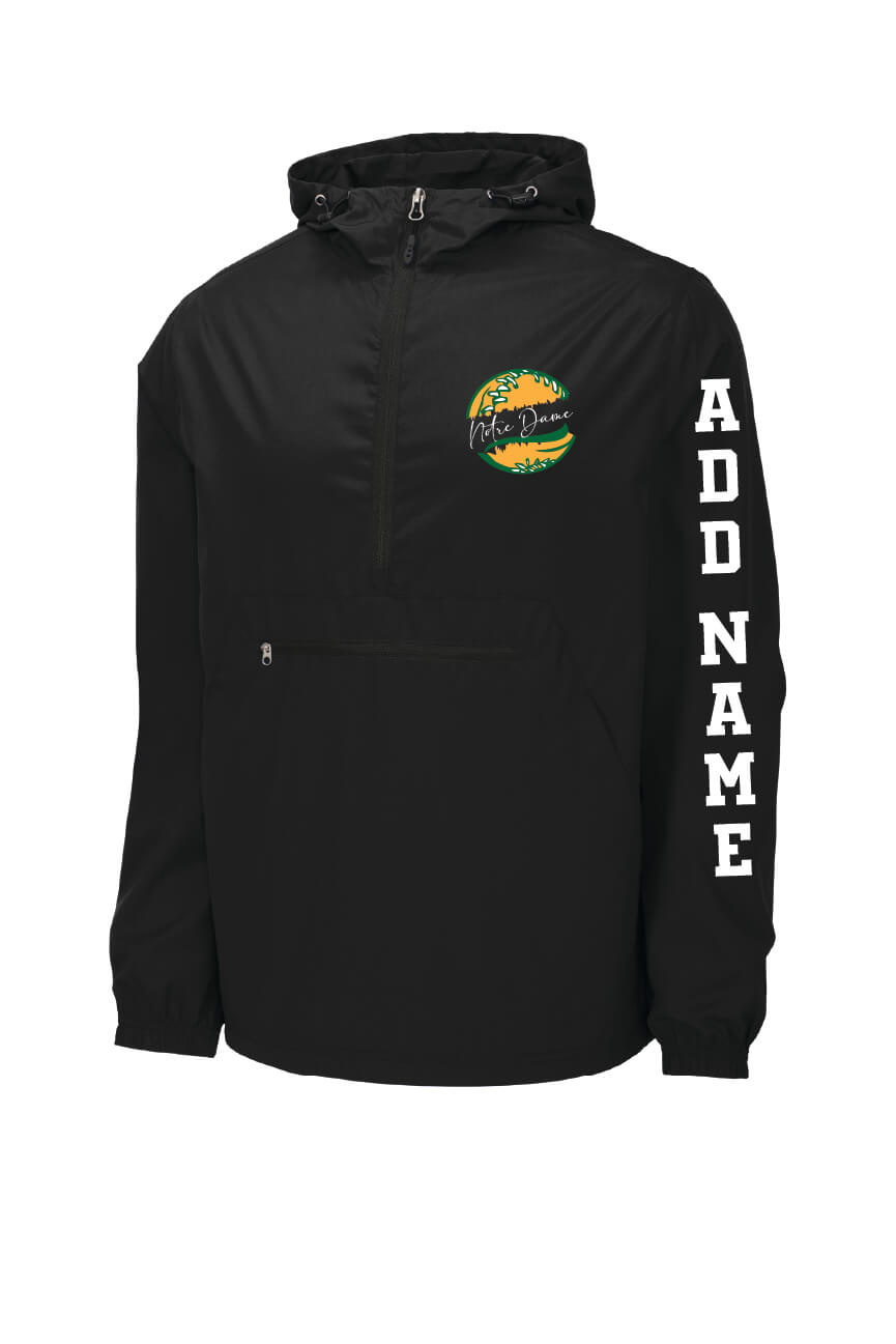 Spartans Softball Sport Tek Packable Windbreaker black, front