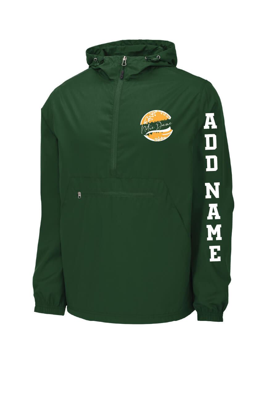 Spartans Softball Sport Tek Packable Windbreaker green, front