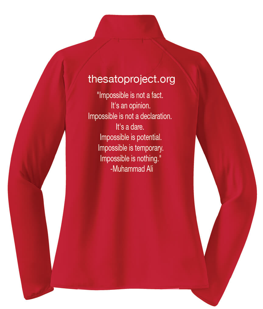 Ladies Zip Pullover red back