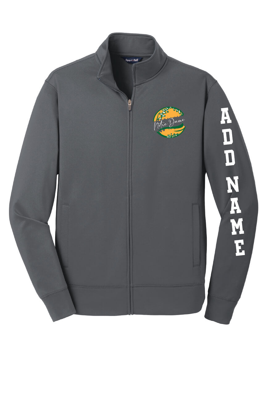 Notre Dame Sport Wick Full Zip Jacket (Unisex) gray, front