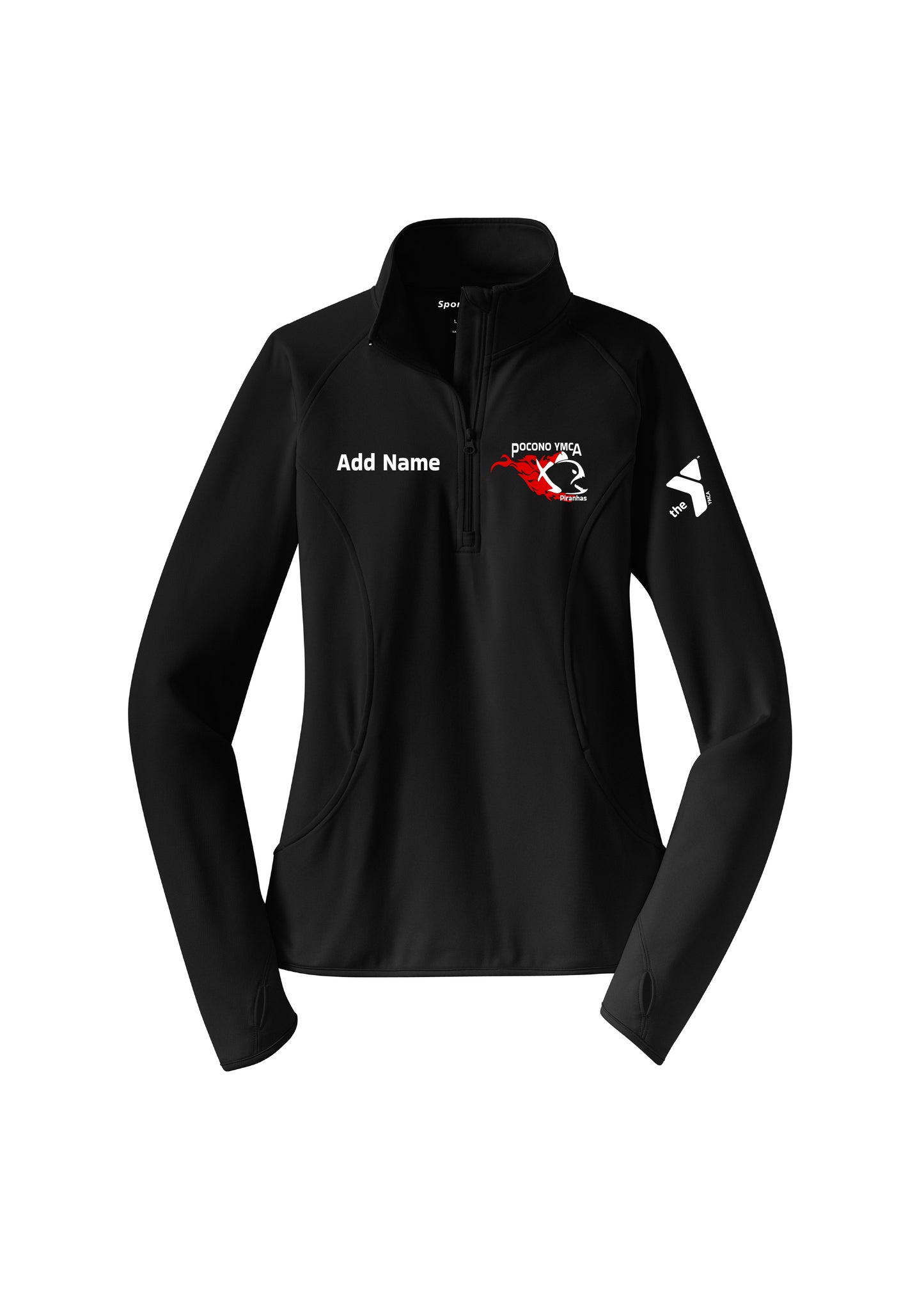 Ladies Pocono YMCA Piranhas Sport Tek 1/4 Zip Pullover