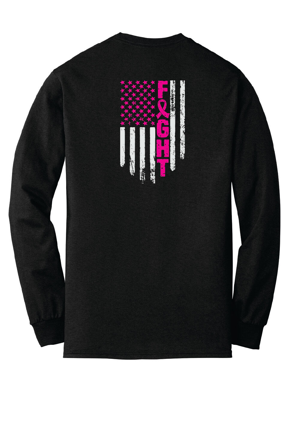 Fight Ribbon & Flag long sleeve shirt back