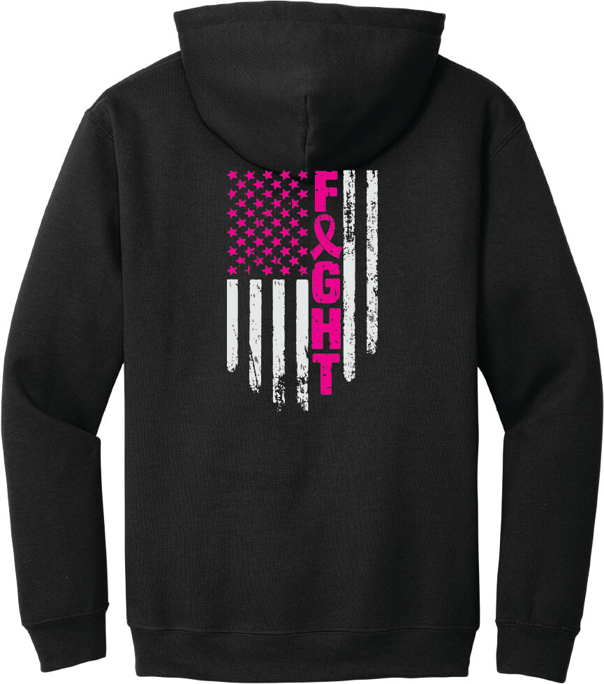 Fight Ribbon & Flag hoodie back