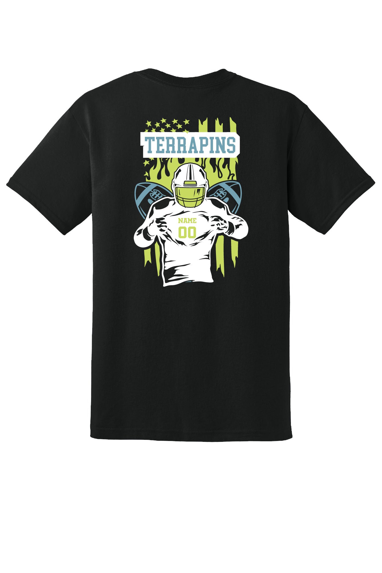 Boys Football Flag Back Short Sleeve T-Shirt (Adult)