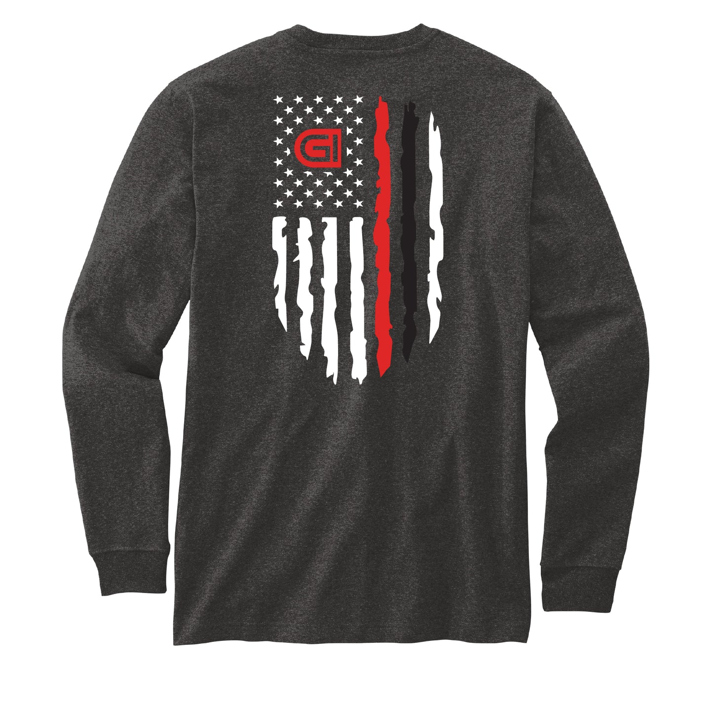 Carhartt® Long Sleeve Henley T-Shirt Small Logo Front with Flag on Back