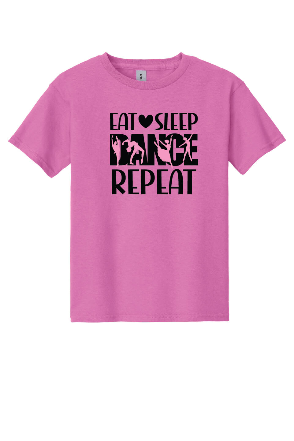 Eat Sleep Dance Repeat Short Sleeve T-Shirt (Youth) pink