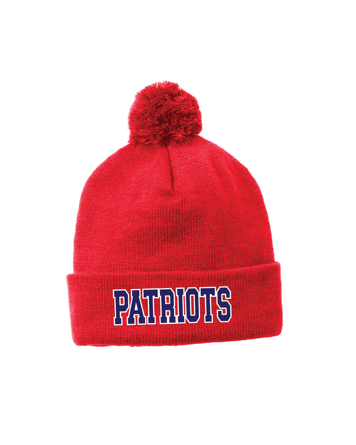Patriots Pom Pom Beanie red