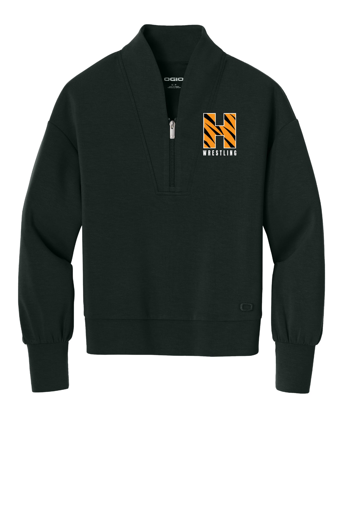 H Tiger Stripes Flag 1/4 Zip Collared Sweatshirt (Ladies)