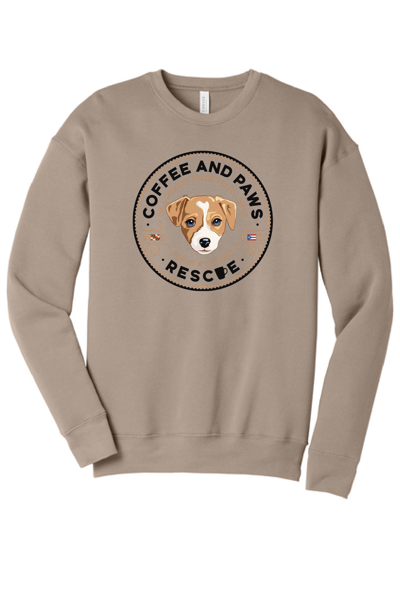 Coffee and Paws Rescue Bella Canvas Crewneck Sweatshirt