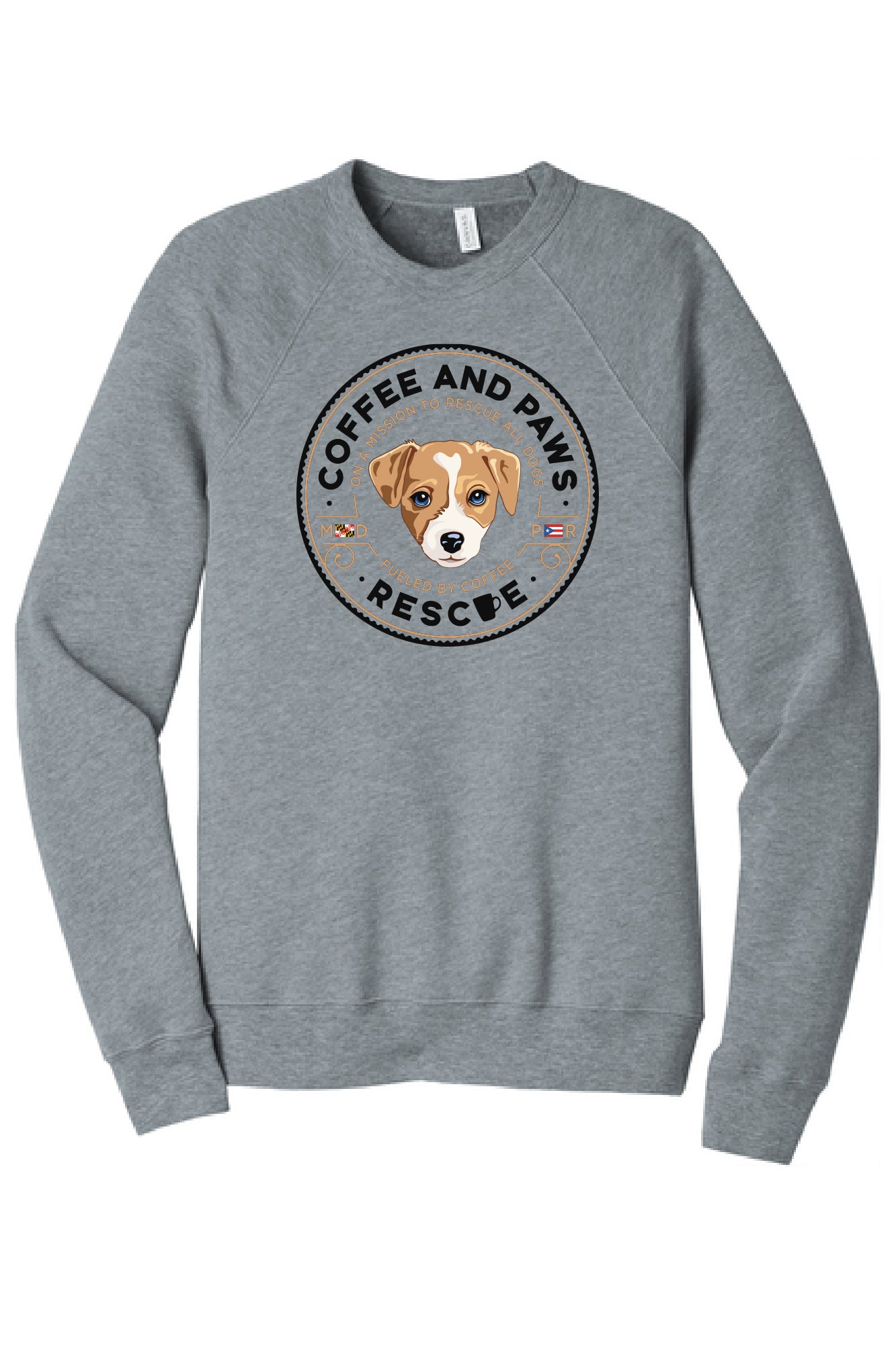 Coffee and Paws Rescue Bella Canvas Crewneck Sweatshirt