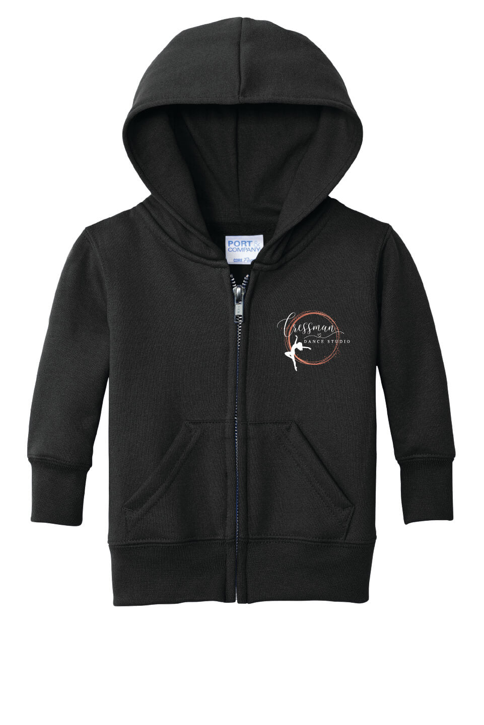 Full Zip Hoodie (Toddler & Infant) black with peach logo