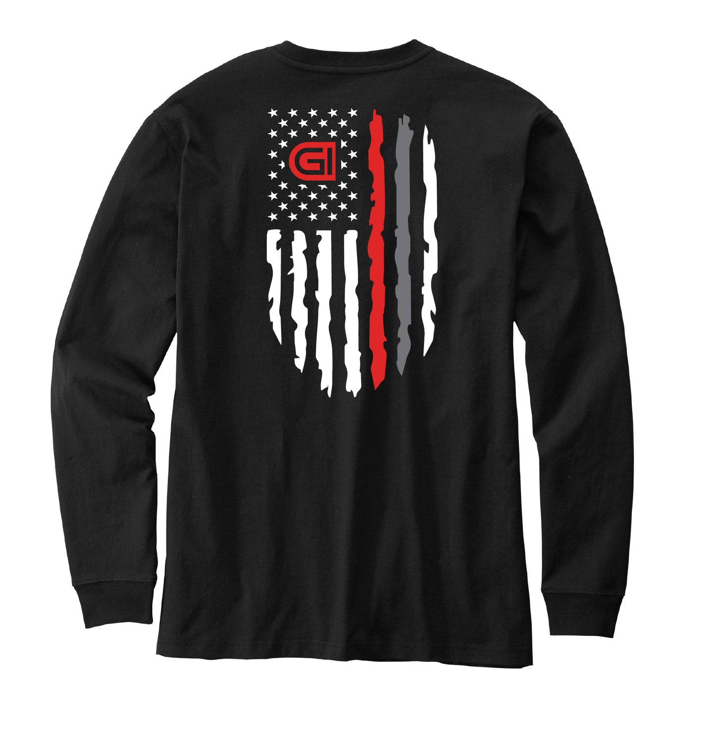 Carhartt® Long Sleeve Henley T-Shirt Small Logo Front with Flag on Back