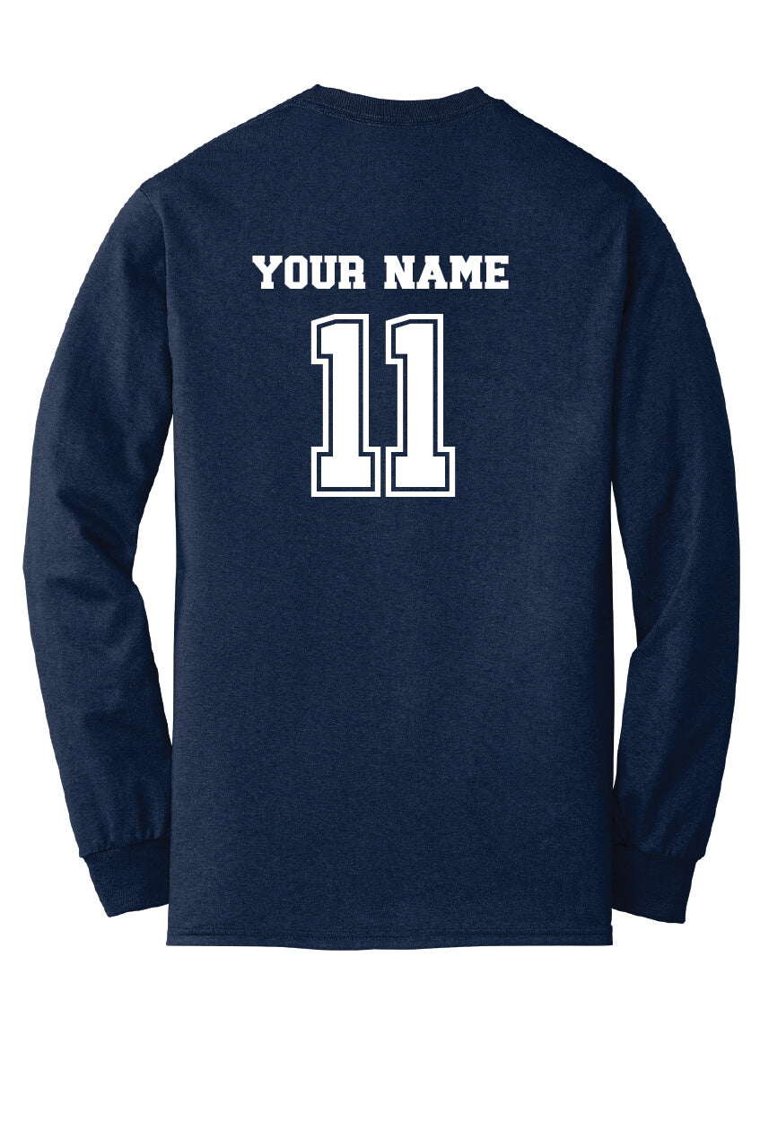 North Warren Basketball Long Sleeve T-Shirt (Youth) navy, back