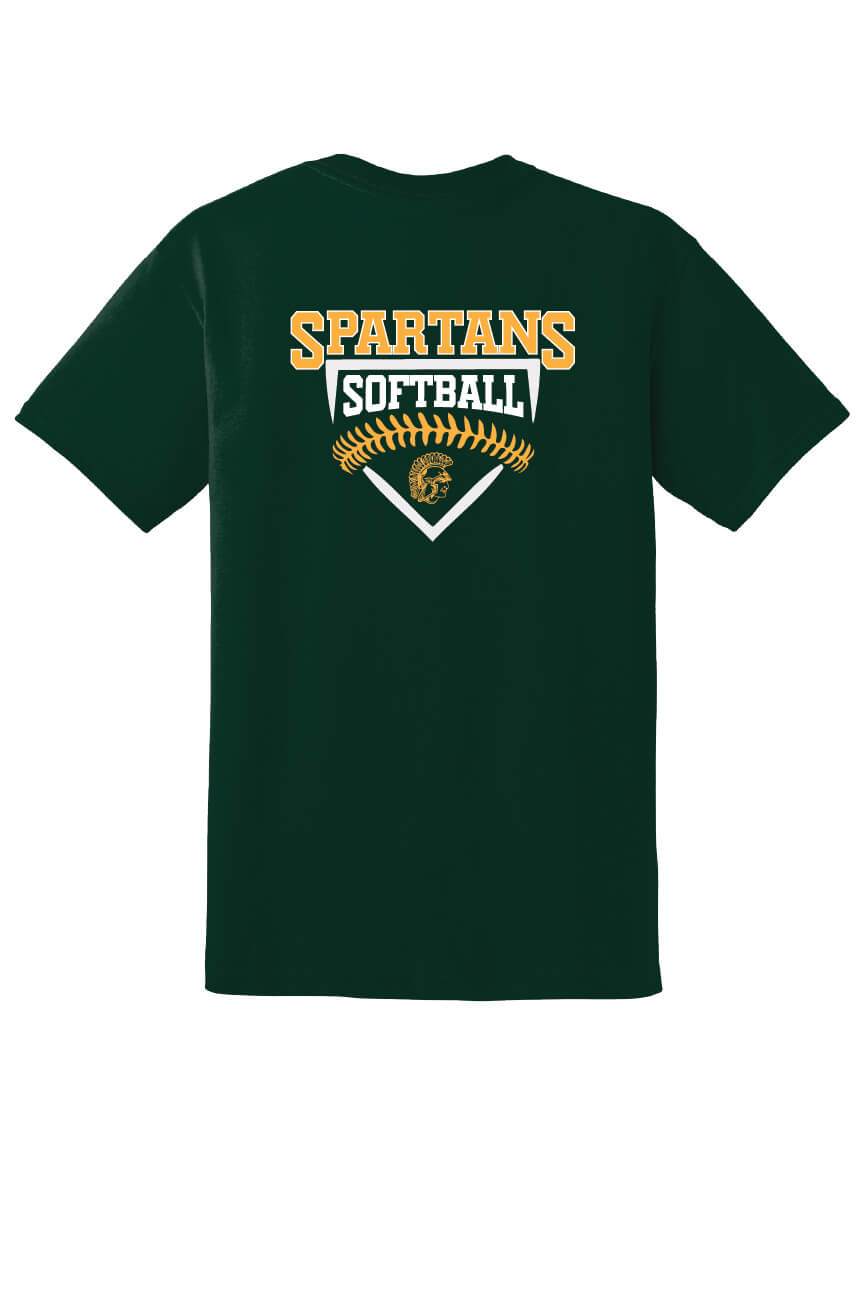 Spartans Softball Short Sleeve T-Shirt (Youth) green, back