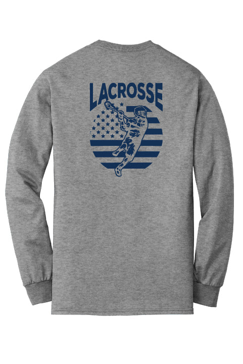 Lacrosse Flag Back Long Sleeve T-Shirt Adult
