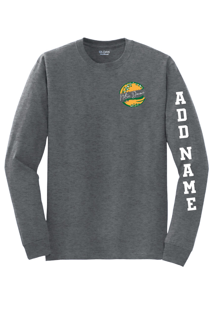 Spartans Softball Long Sleeve T-Shirt (Youth) gray, front