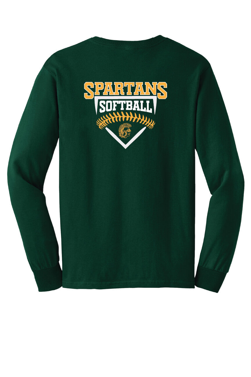 Spartans Softball Long Sleeve T-Shirt green, back