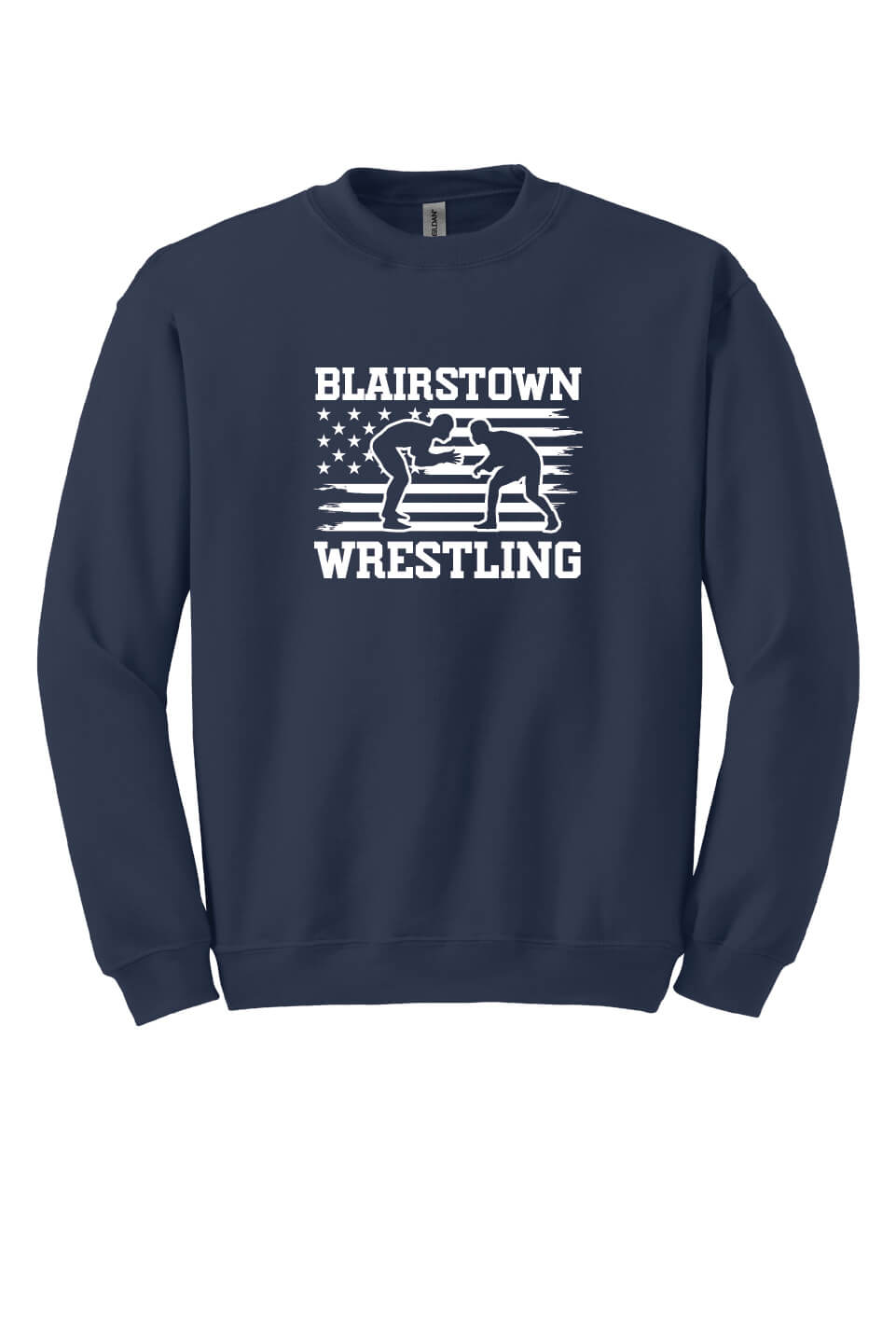 Blairstown Wrestling Flag Crewneck Sweatshirt navy
