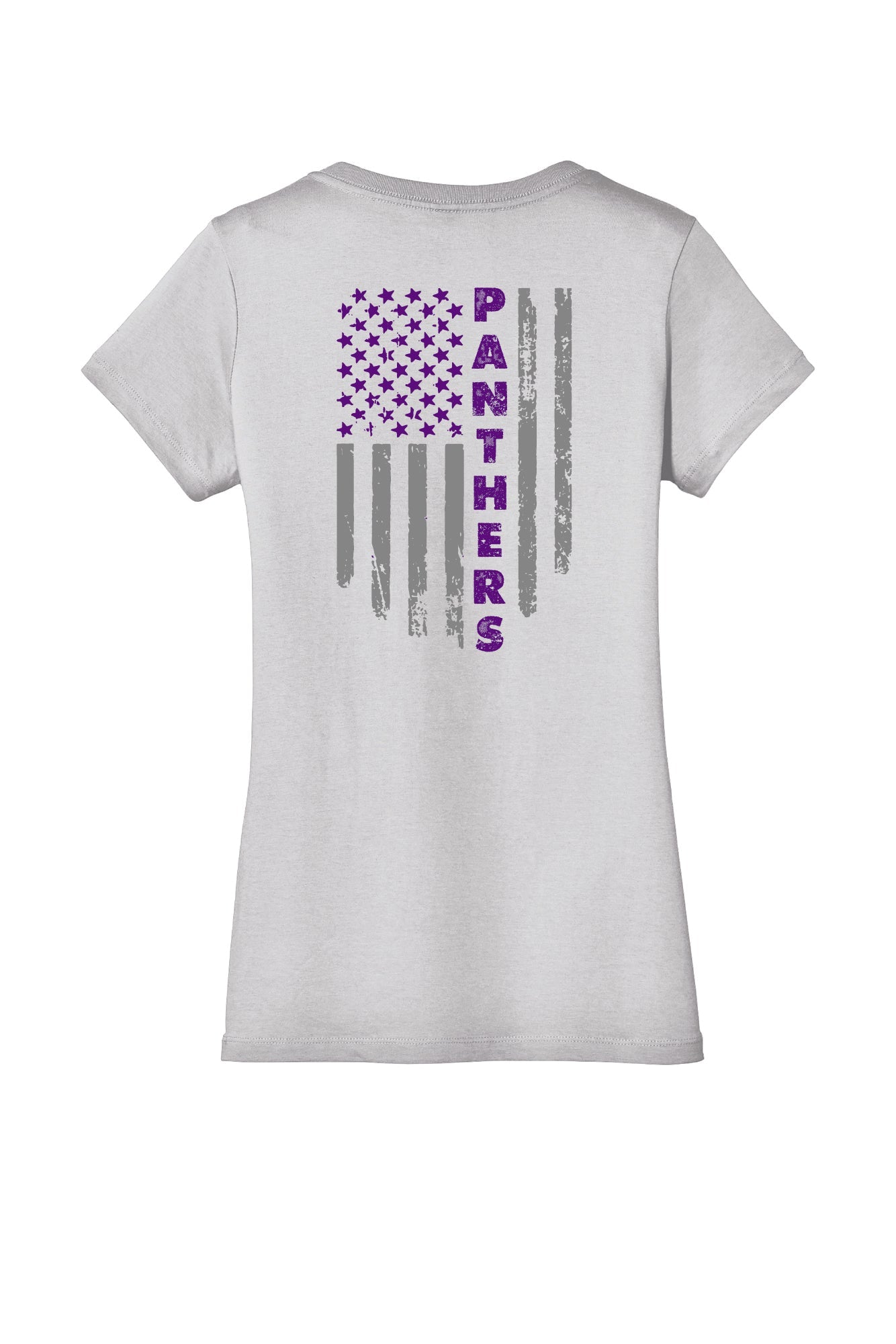 Flag Back Ladies V-Neck Short Sleeve T-Shirt