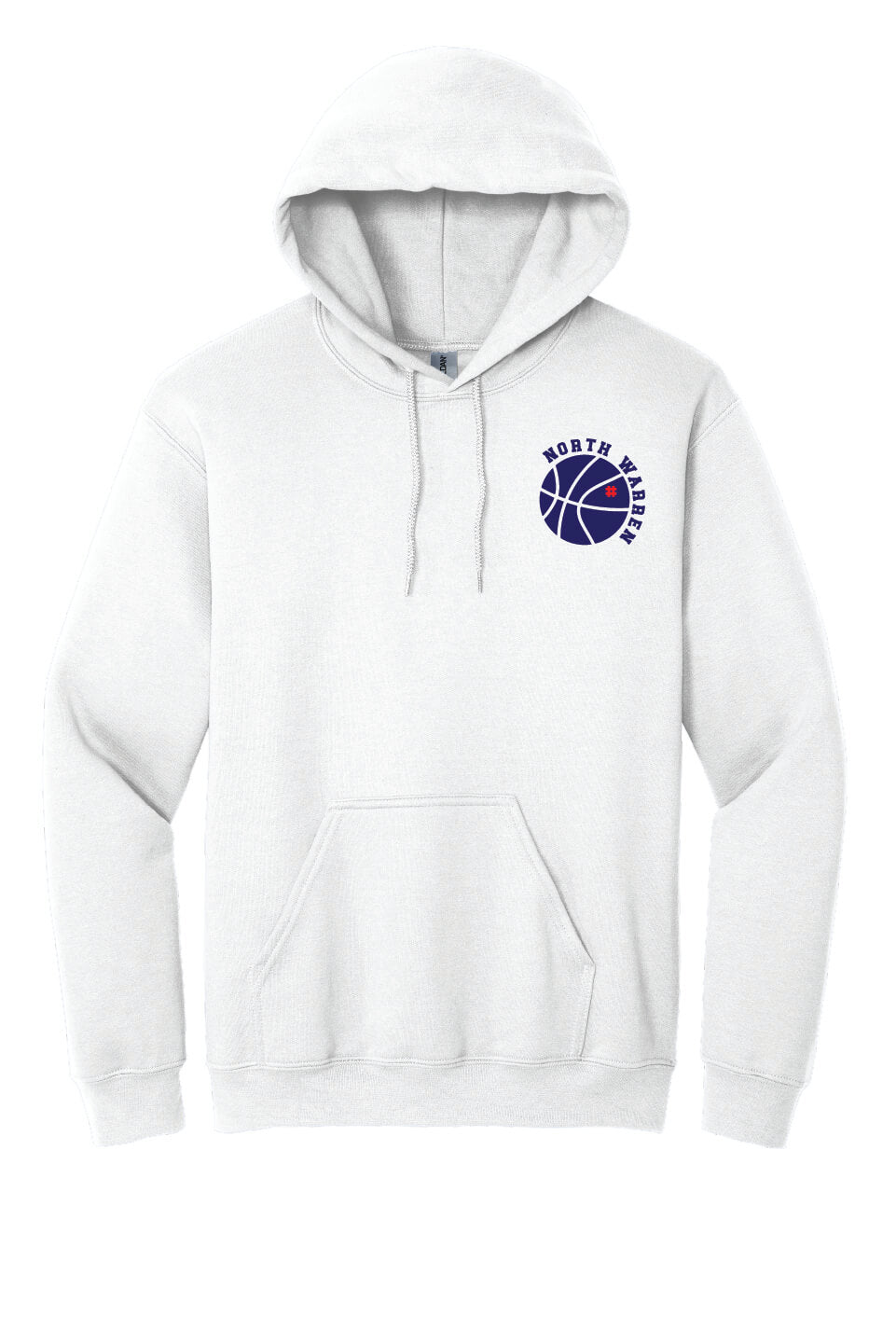 North Warren Basketball Hoodie (Youth) white, front