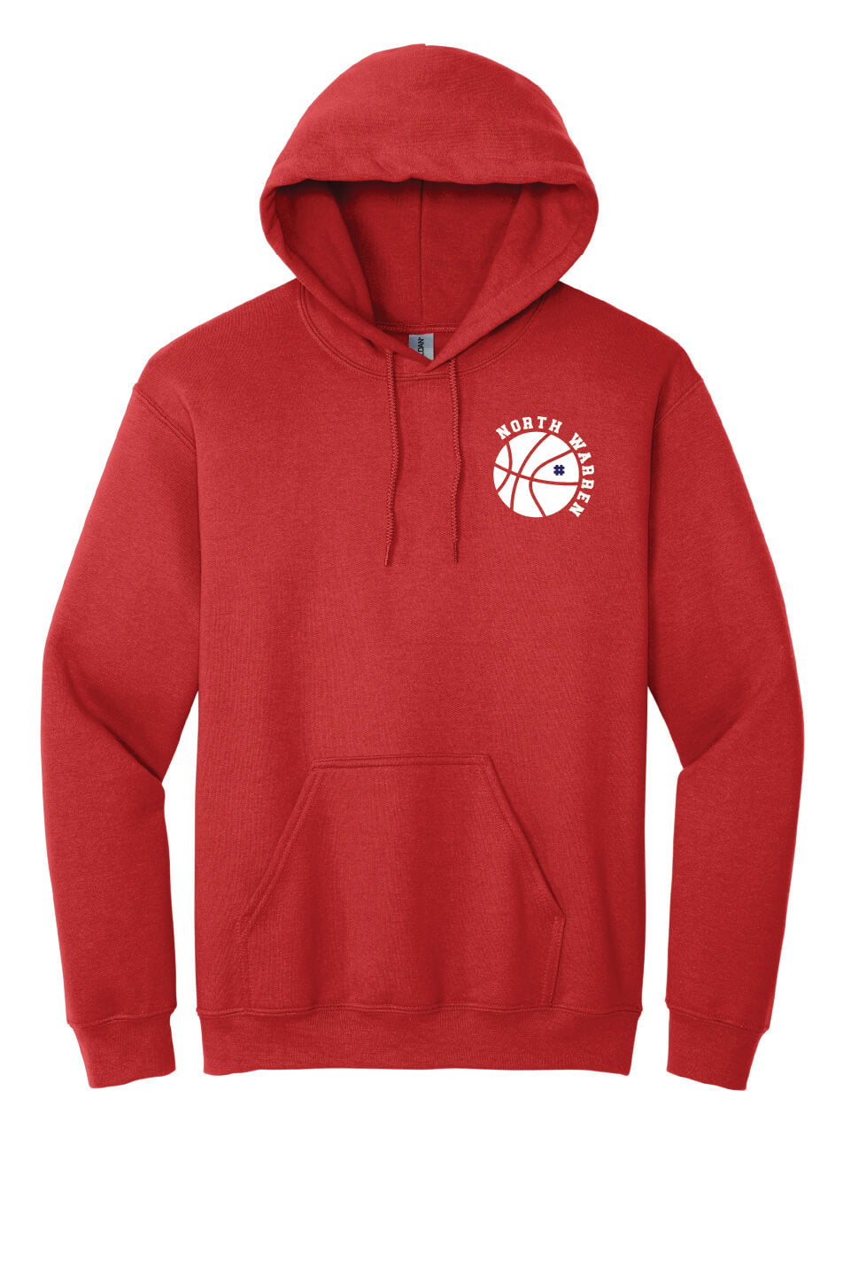 North Warren Basketball Hoodie red, front