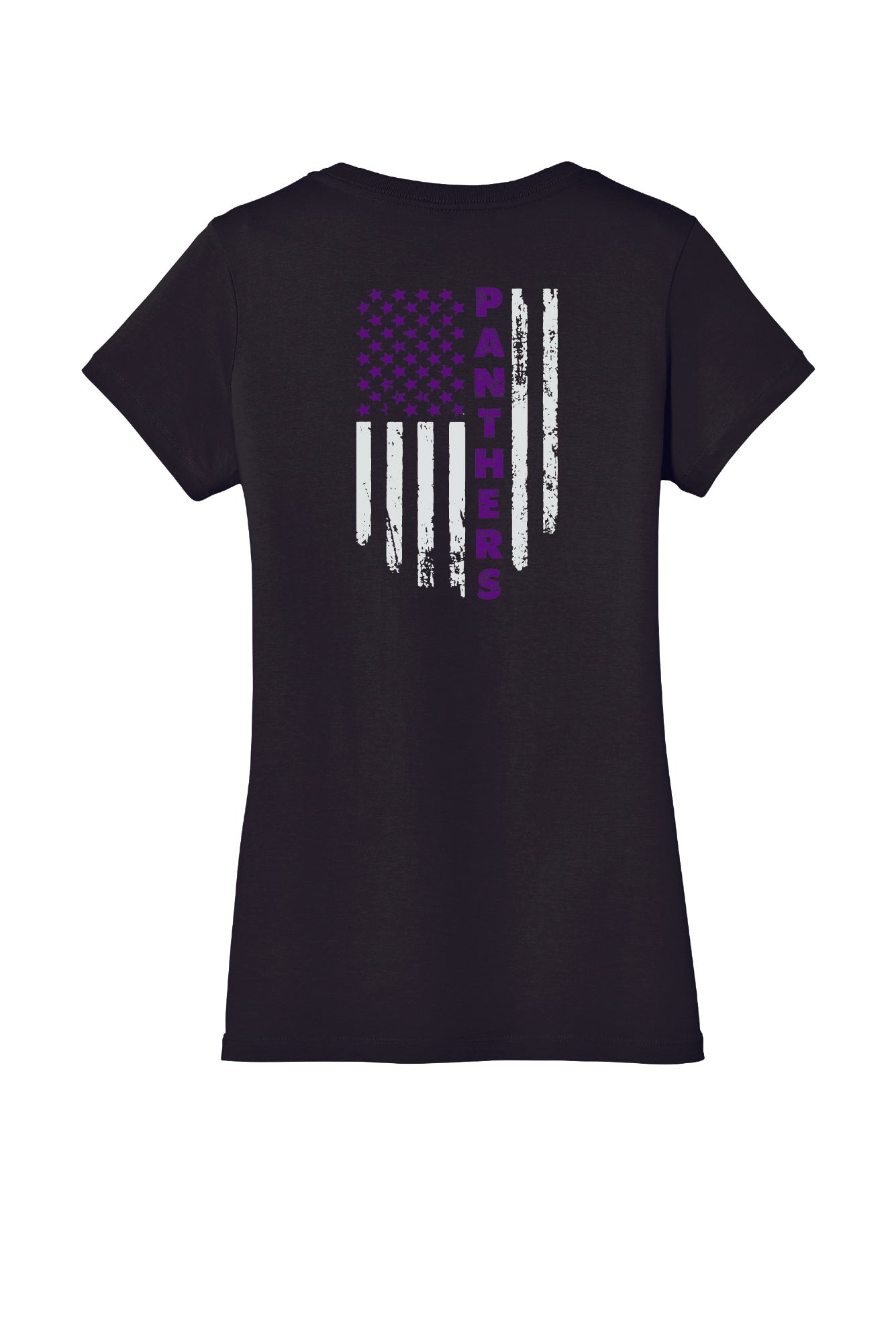 Flag Back Ladies V-Neck Short Sleeve T-Shirt