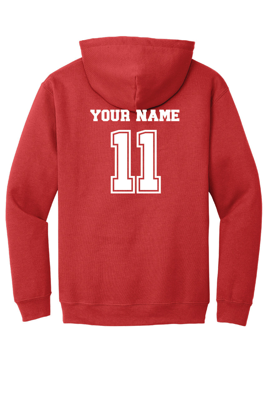 North Warren Basketball Hoodie red, back