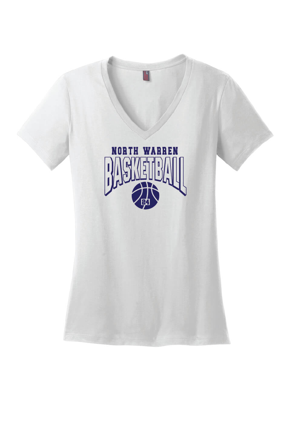 Basketball V-Neck Short Sleeve T-Shirt (Ladies) white