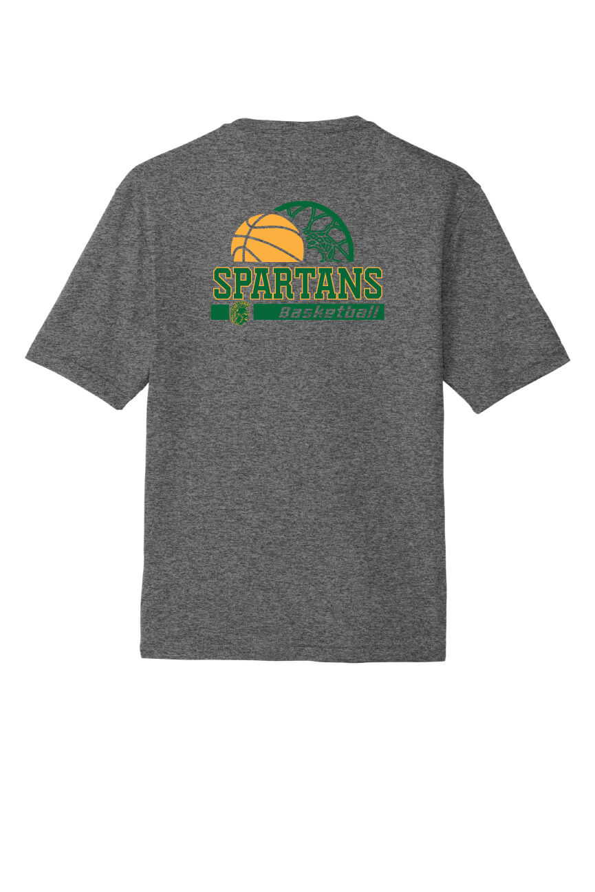 Youth Spartans Basketball Sport Tek Competitor Short Sleeve Tee gray-back