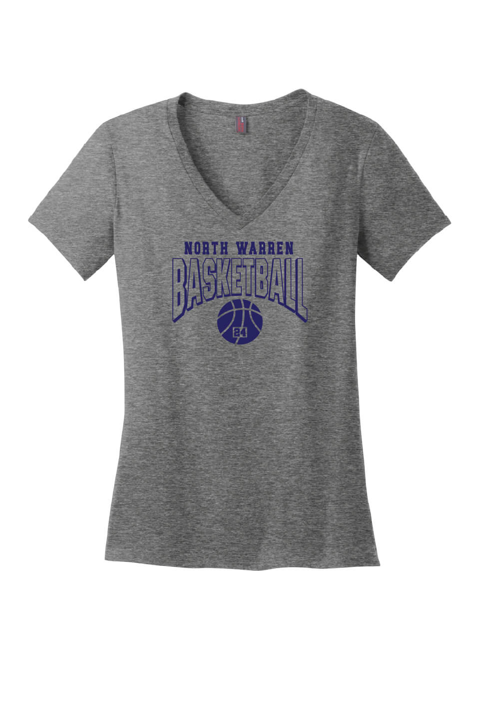Basketball V-Neck Short Sleeve T-Shirt (Ladies) gray