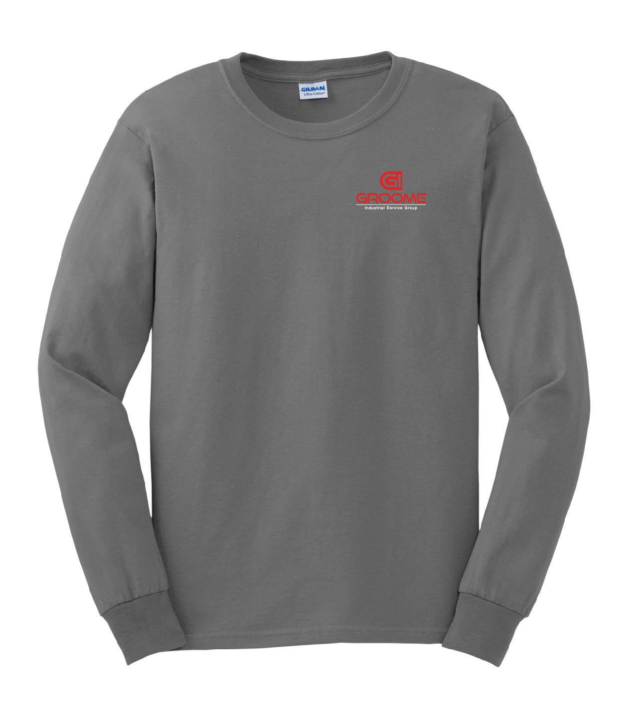 Gildan® Long Sleeve T-Shirt with Small Logo on Front / Flag on Back