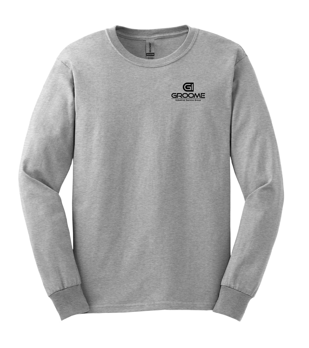 Gildan® Long Sleeve T-Shirt with Small Logo on Front / Flag on Back