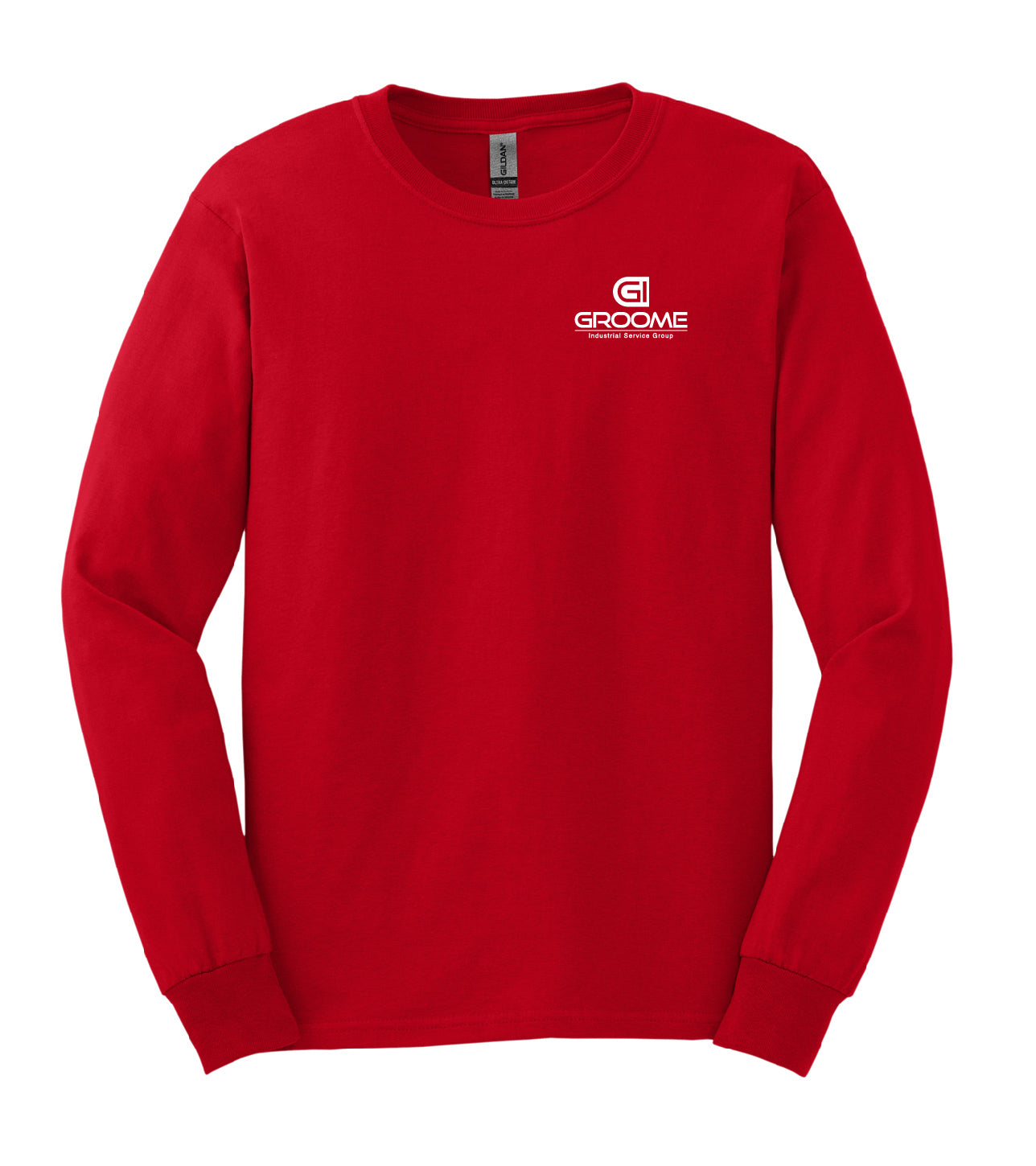 Gildan® Long Sleeve T-Shirt with Small Logo on Front / Flag on Back