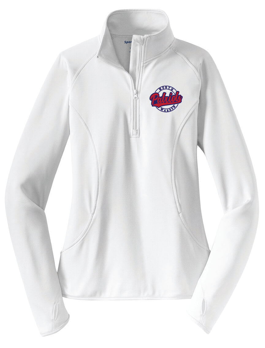 Sport Tek Ladies Zip Pullover Patriots white